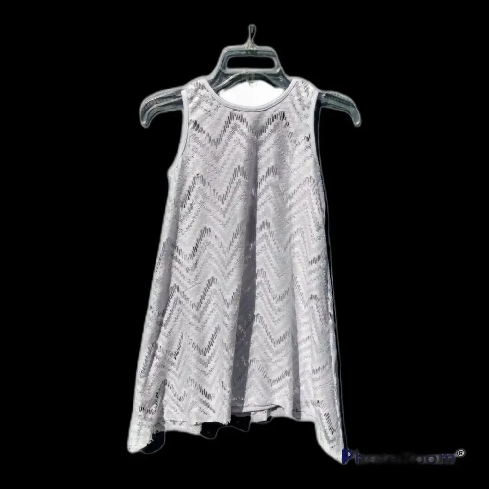 Sally Miller Dress White Lace Sleeveless Lined Pointed Hem Size L Formal GND